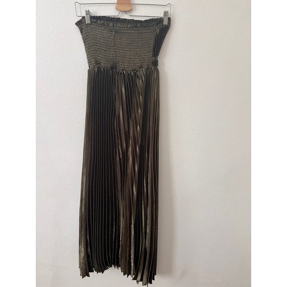 Princess Polly Angelique Olive Green Pleated Strapless Maxi Dress US XS - Picture 3 of 8